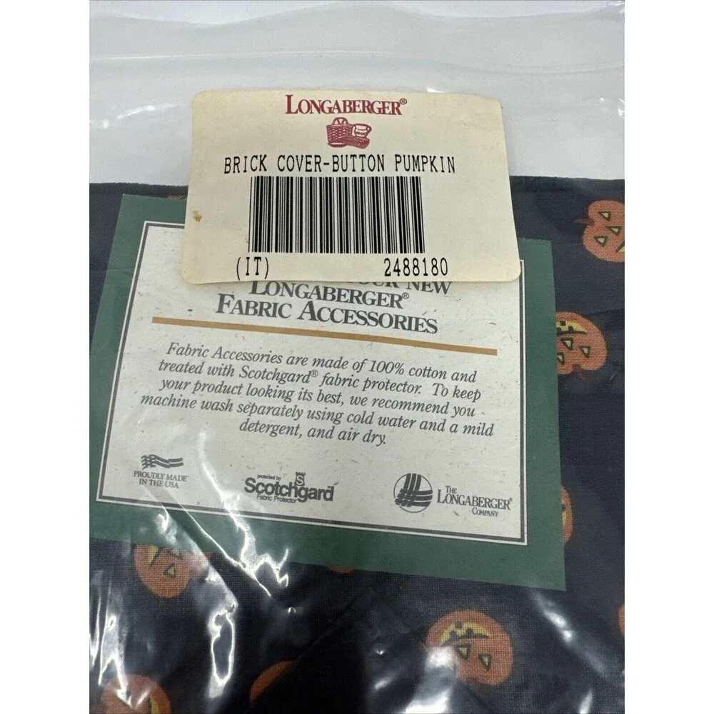 LONGABERGER BASKET BUTTON BRICK COVER #2488180 PUMPKIN NOS NEW jack o lantern